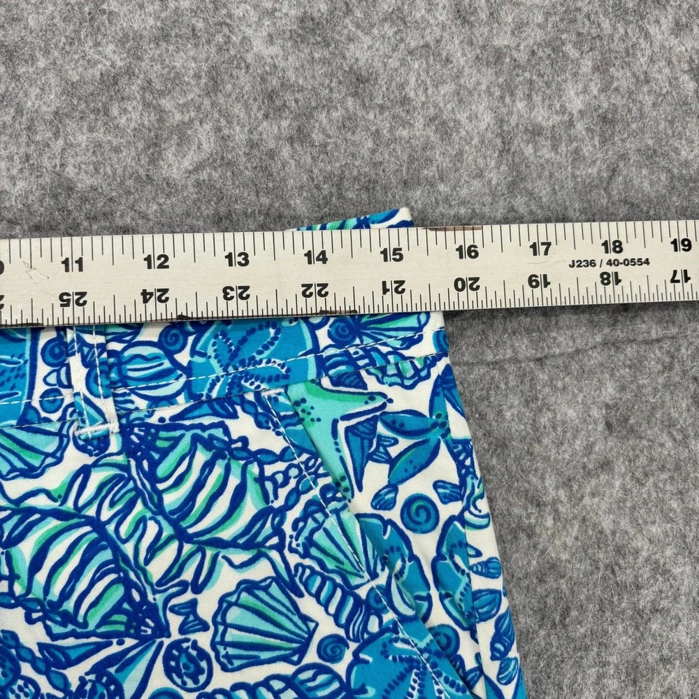 Lilly Pulitzer Callahan Shorts Blue Green Seashell Starfish Nautical Print SZ 0
